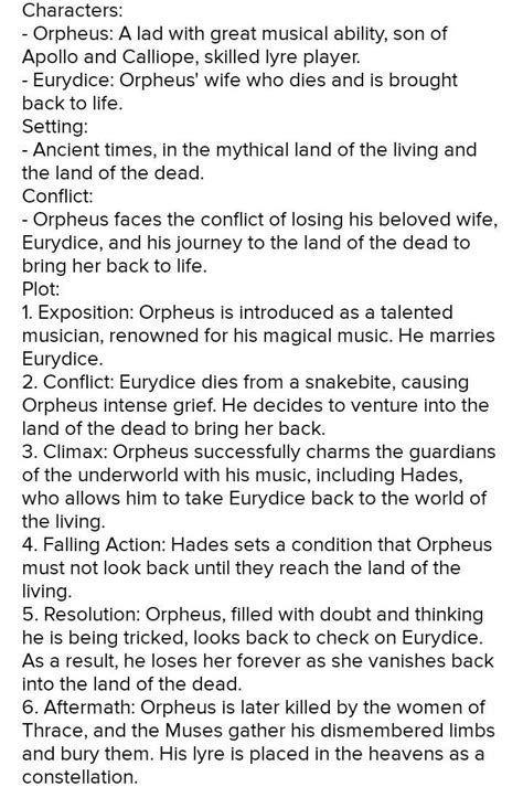 falling action of orpheus brainly|What is The falling action of the story ''Orpheus'' .